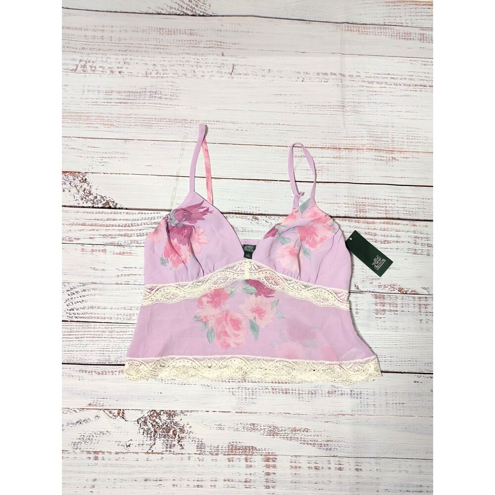 ❤️Wild Fable Tank Top Womens Medium Sheer Lilac Pink Floral Lace NWT Camisole❤️ - Picture 3 of 10